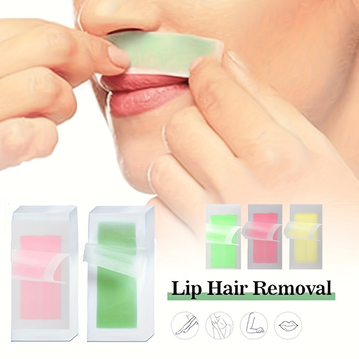 WAXKISS Green Aloe Vera Hair Removal Wax Strips Ready-To-Use Peel-Off Face Eyebrow Lip Mustache Cheek Wax Hair Removal Small Wax Strips Portable And Practical Painless And Fast Hair Removal Gentle And Non-Irritating 20 Small